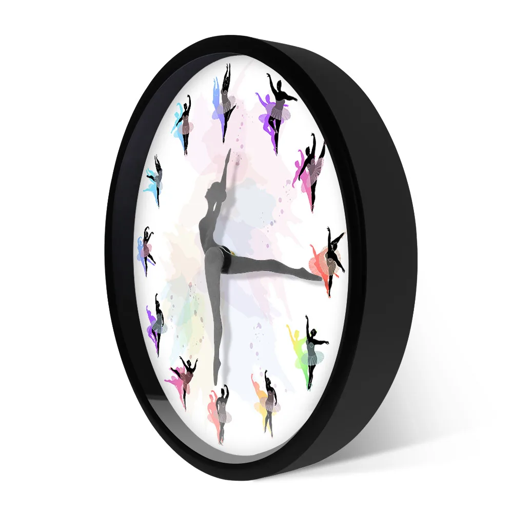 Танцующая балерина большой вес женские красочные настенные часы с принтом