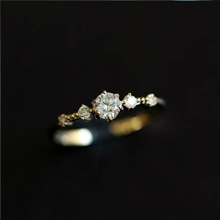 14K White Silod Gold Ring for Women Christmas Diamond Wedding Bands Fine Jewelry for Luxury Bohemian Moissanite Gold Rings Women
