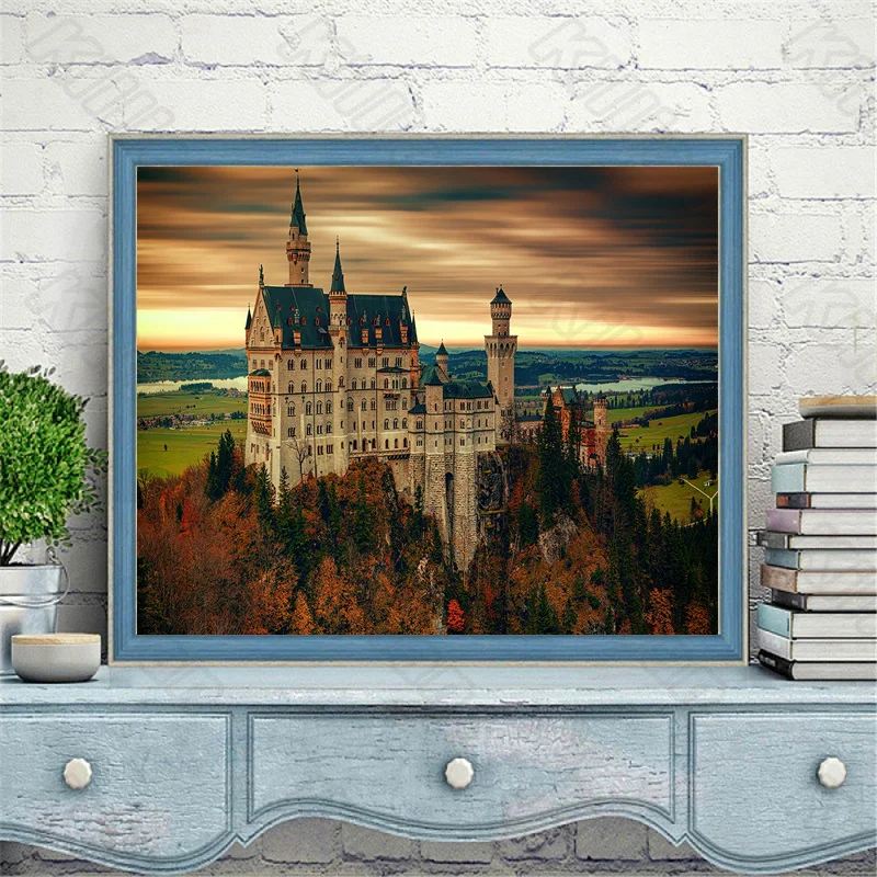 

Diy Diamond Decoration Painting Red House and Building River Square Diamond Round Diamond Customizable Wall Art Decoration