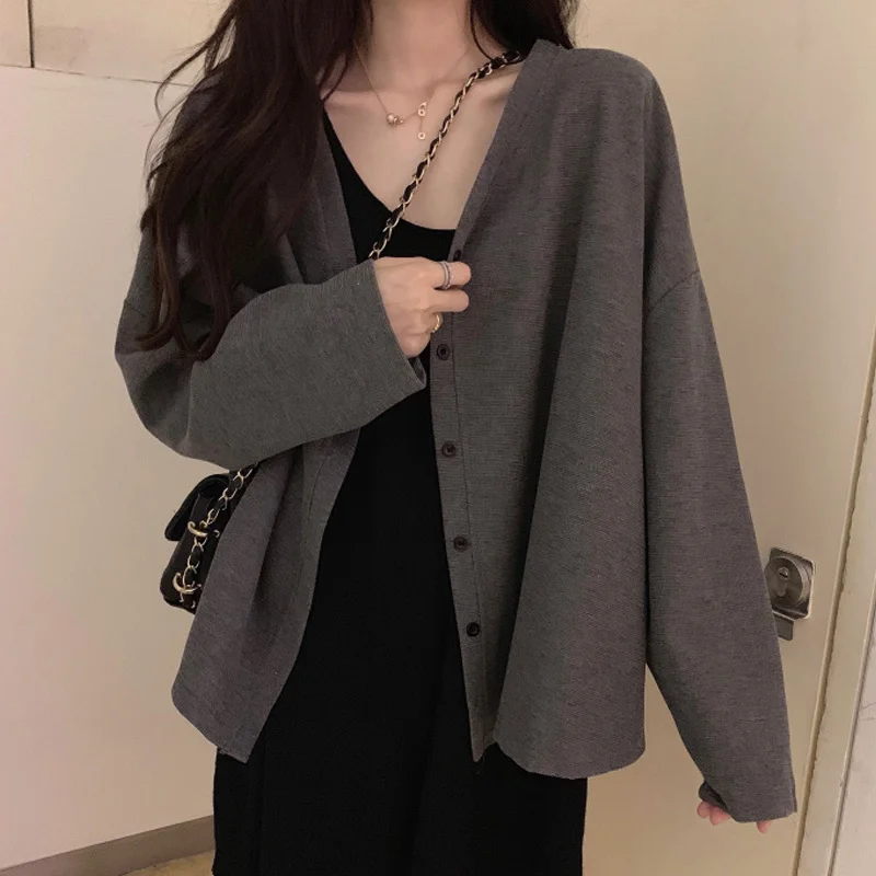 

Тонкое пальто, женская одежда на весну и осень, Универсальный Новый шикарный маленький кардиган для ленивых, 2021