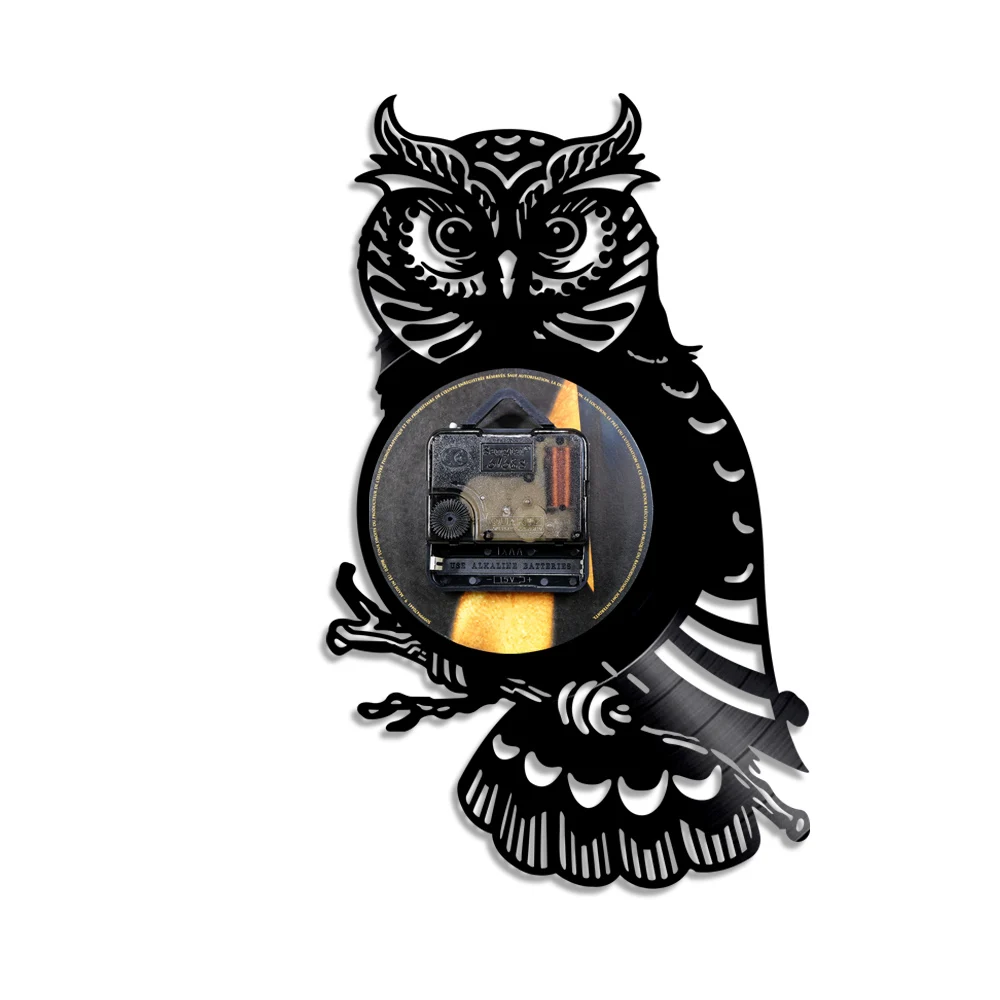 Часы с виниловой пластиной и изображением орла совы декоративные настенные часы
