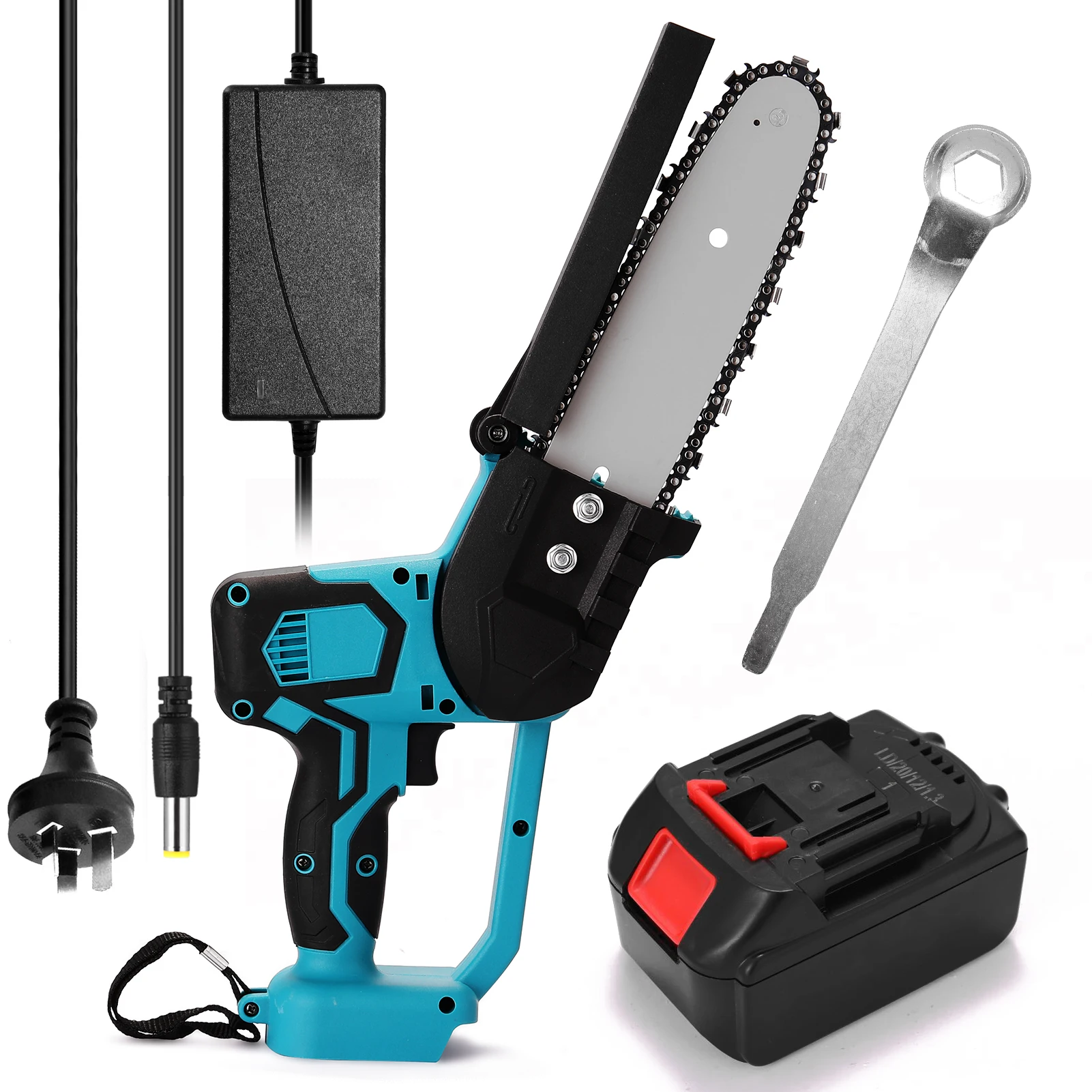 

21V Portable Electric Pruning Saw Rechargeable Small Wood Spliting Chainsaw One-handed Woodworking Tool for Garden Orchard