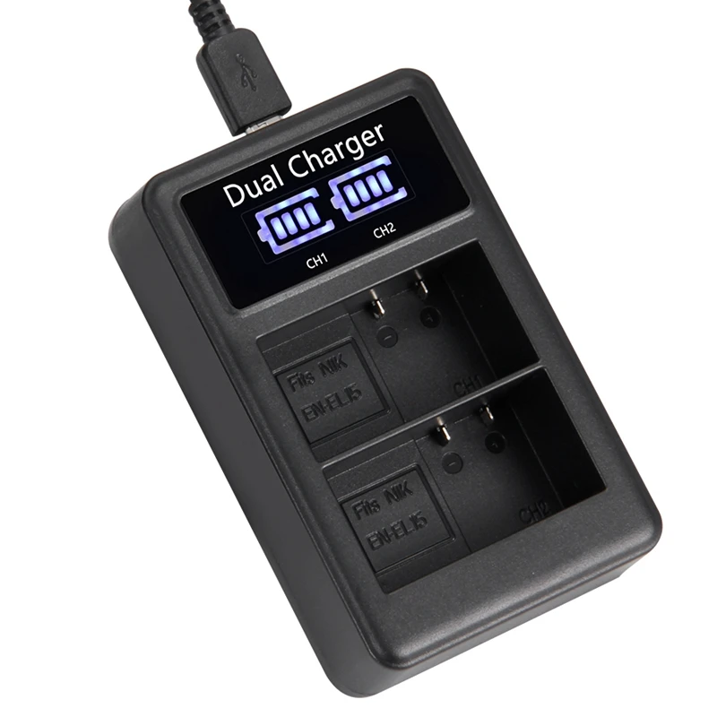 Mamen 2 шт. EN EL15 ENEL15 EL15A батарея для цифровой камеры + LCD USB двойное зарядное устройство