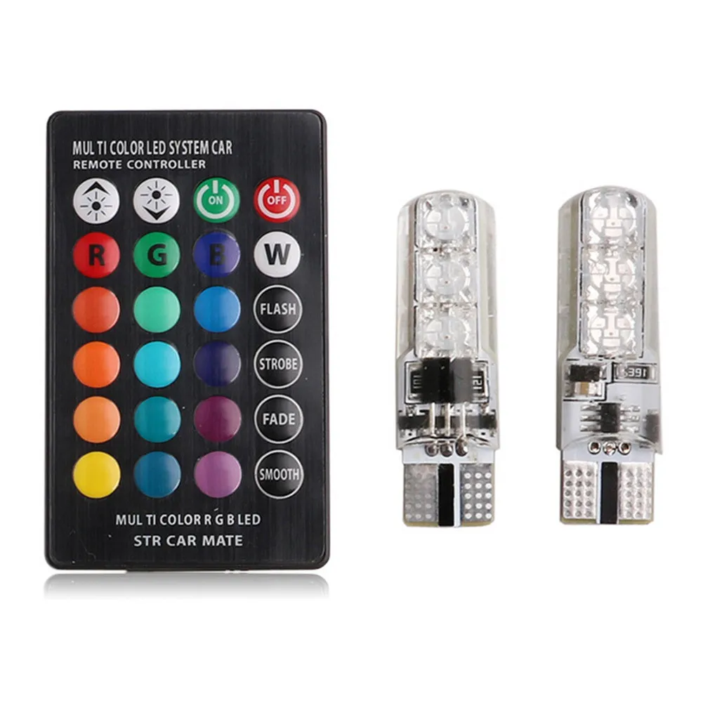 2 шт. Универсальный Автомобильный RGB светодиодный 12 В T10 5050 6SMD пульт