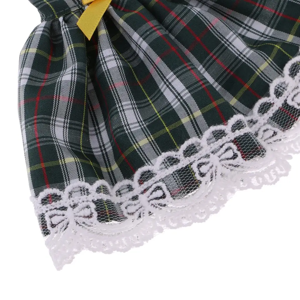 

Женское зеленое платье в клетку без рукавов для модели 12 дюймов