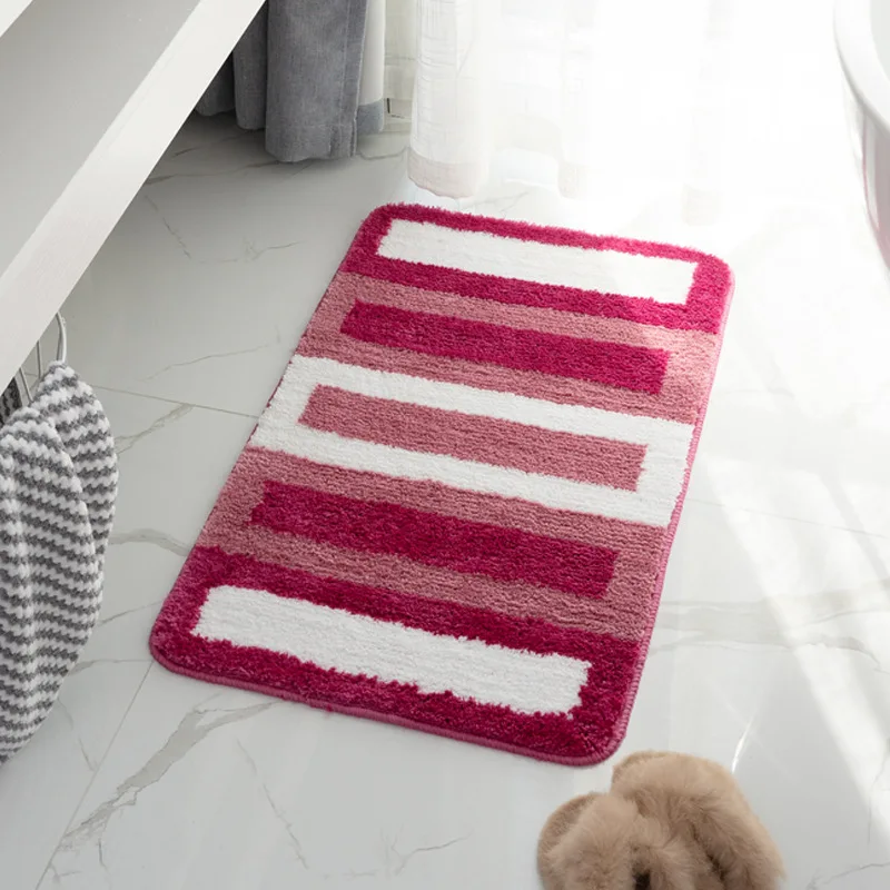 Темно серый коврик для ванной в полоску нескользящий комнаты из микрофибры