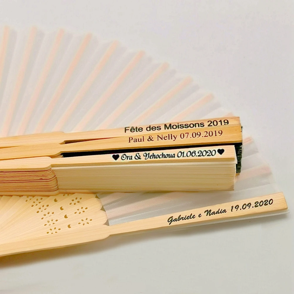 

24pcs Personalized Engraved Silk Hand Fan Wedding Fold Fan Vintage Fans Customized Wedding Favor