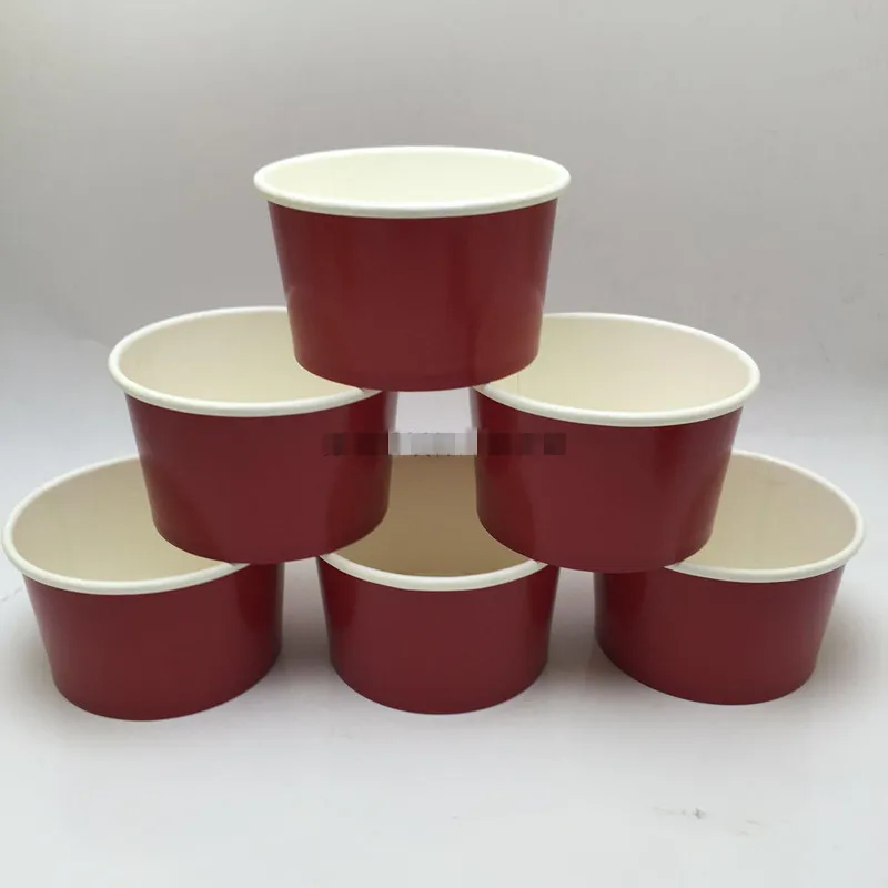 red cup 50 шт одноразовые толстый бумажная чаша 450 мл вечерние пользу цветное мороженое кружка для пудинга бутылка для йогурта десерты еда на вынос упаковки кружки с крышками - Цвет: red cup