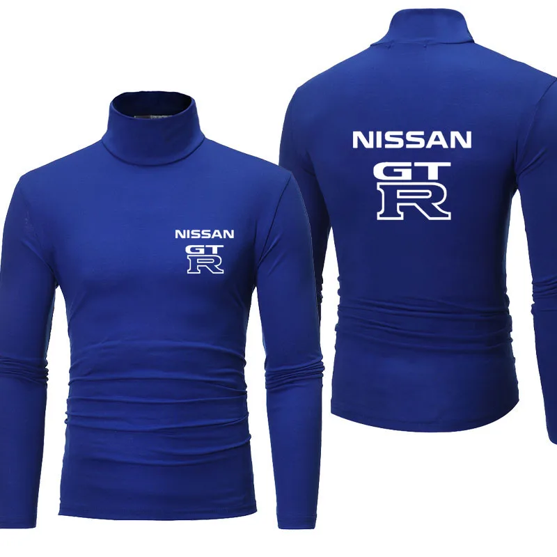 

2021 NEW Autumn winter Men pullover top GTR car logo print casual high quality cotton high-neck men slim long-sleeved t-shirt