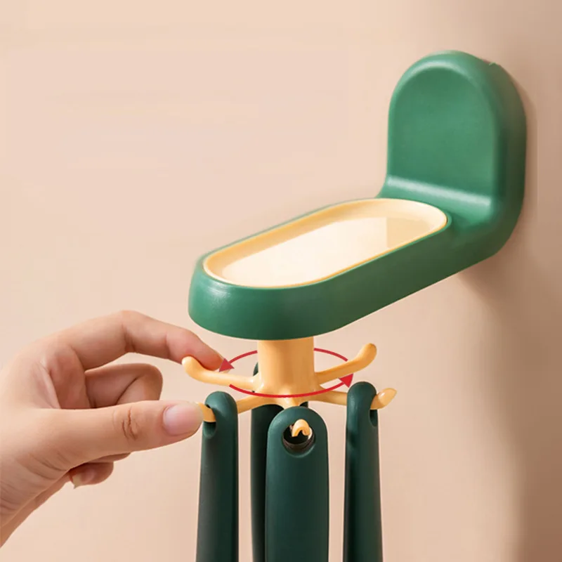 

Rotating Kitchen Hook Racks Spatula Spoon Holder Storage Punch-Free Wall Mount