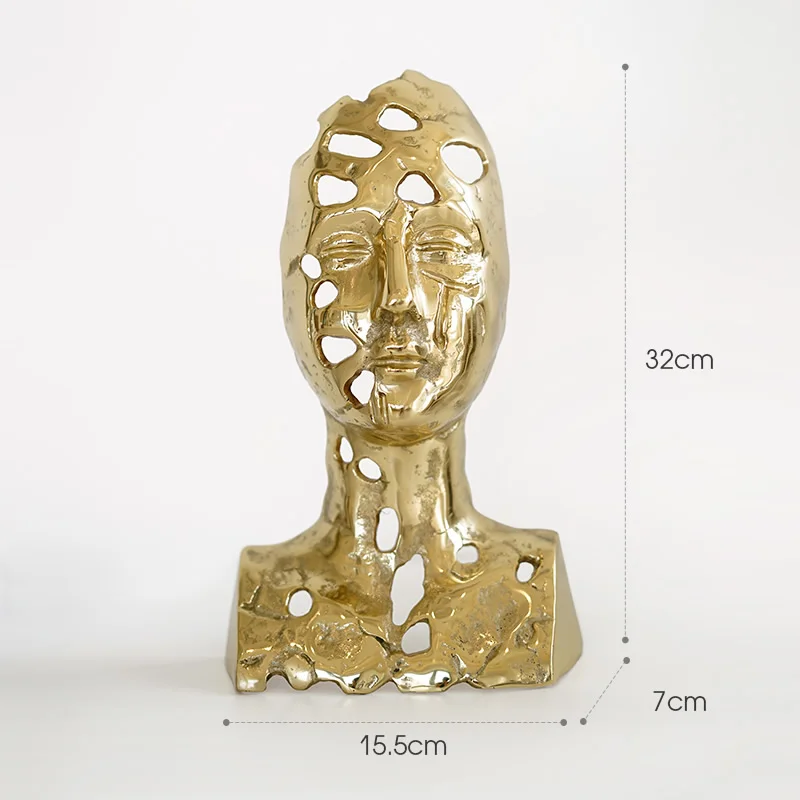 

Modern Gold Brass Abstract Figure Irregular Hole Design Statue Home Hotel Crafts Room Decor Objects Sculpture adornos para casa