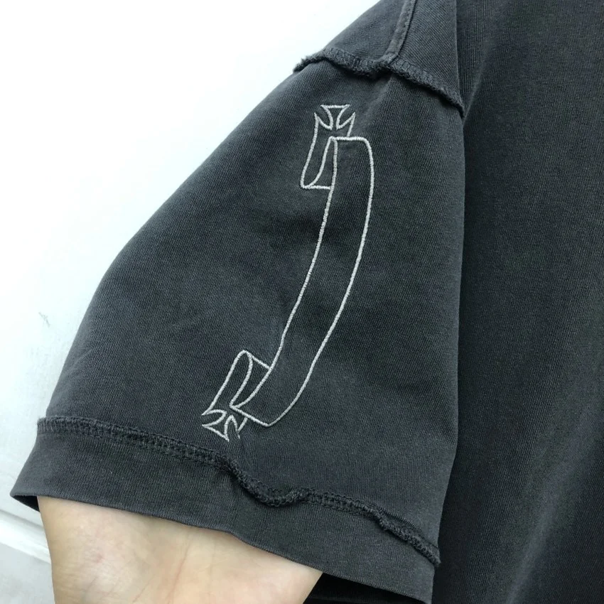 

Vintage ASKYURSELF Sanskrit T shirt Men Women Wash Back Embroidered Logo ASKYURSELF Tee Short Sleeve Los Angeles Tops