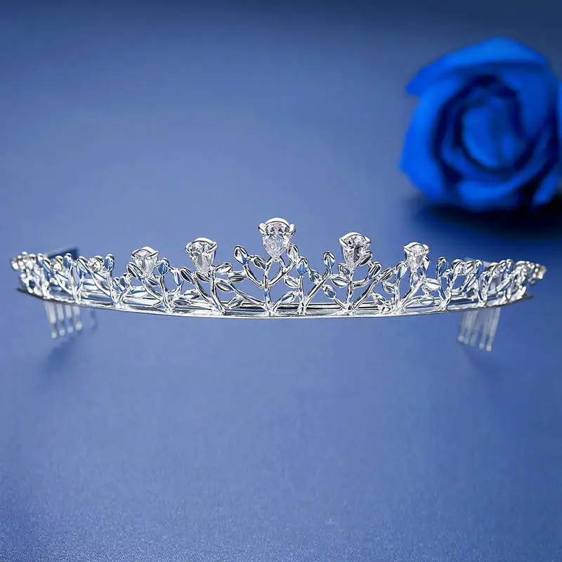 Minlover CZ цветок свадебные диадемы Короны из горного хрусталя женские повязки на голову Свадебные украшения для волос аксессуары для волос Diadem HG091 - Окраска металла: HG227