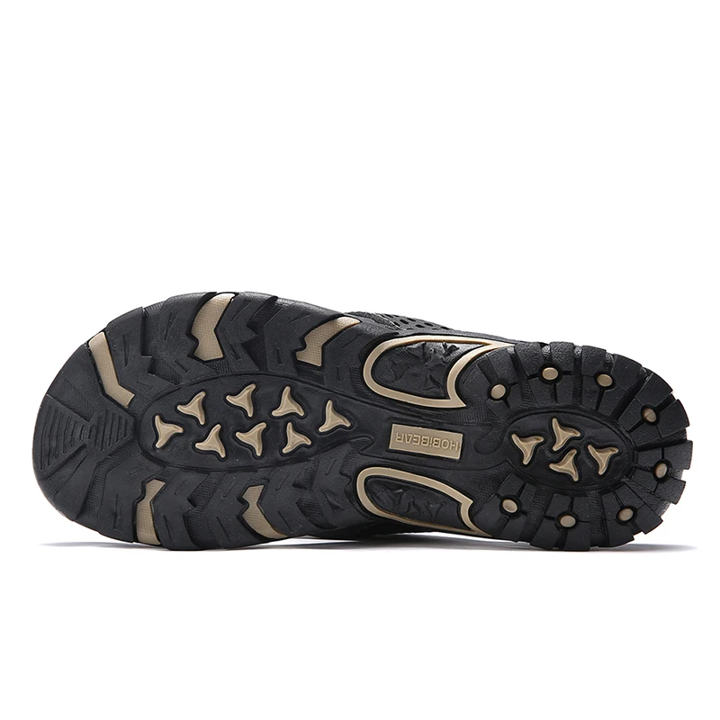 Мужские кожаные шлепанцы Sanzoog уличные пляжные на плоской подошве большие размеры