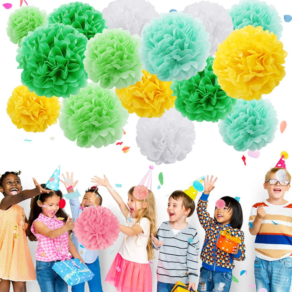 

DHL Free Shipping ! 6" 15CM Tissue Paper Pom Poms Decorative Flower Balls-wall Wedding Party Home Decoration festive supplies