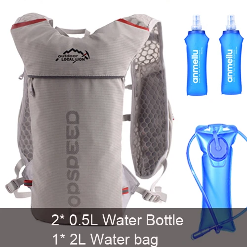 backpack and 3L Легкий Рюкзак бегущий жилет нейлоновая сумка Trail Велоспорт марафон Портативный Сверхлегкий Туризм 5L вариант 2L сумка для воды и бутылка - Цвет: backpack and 3L