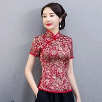 plus size vintage women shirt m 5xl chinese style cheongsam blouse summer qipao dress mandarin collar gown lady clothing vestido