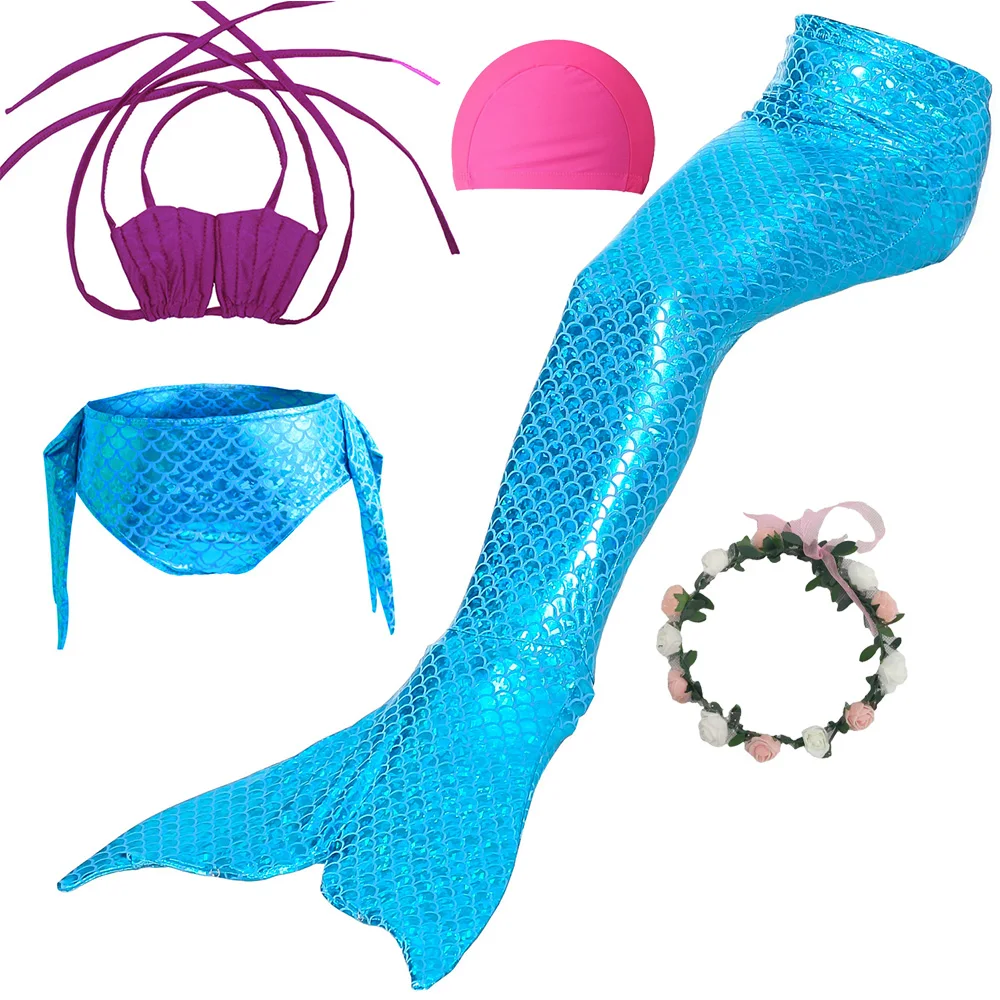 Красивый детский Косплей костюм Русалочки для девочек с хвостом 3 шт. праздничный