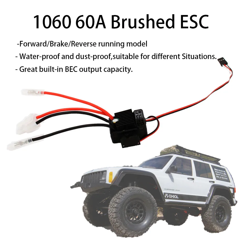 

WP1060 Brushed ESC 60A 2-3S LiPo Waterproof Electric Speed Controller for RC 1/10th Touring Cars Buggies Trucks Rock Crawlers