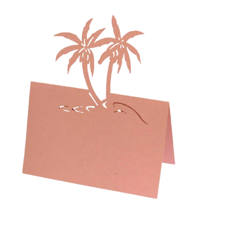 50pcs Coconut Tree Laser Cut Table Name Place Cards DIY Lace Message Setting Card Seat Wedding Birthday Party Favor Decor |