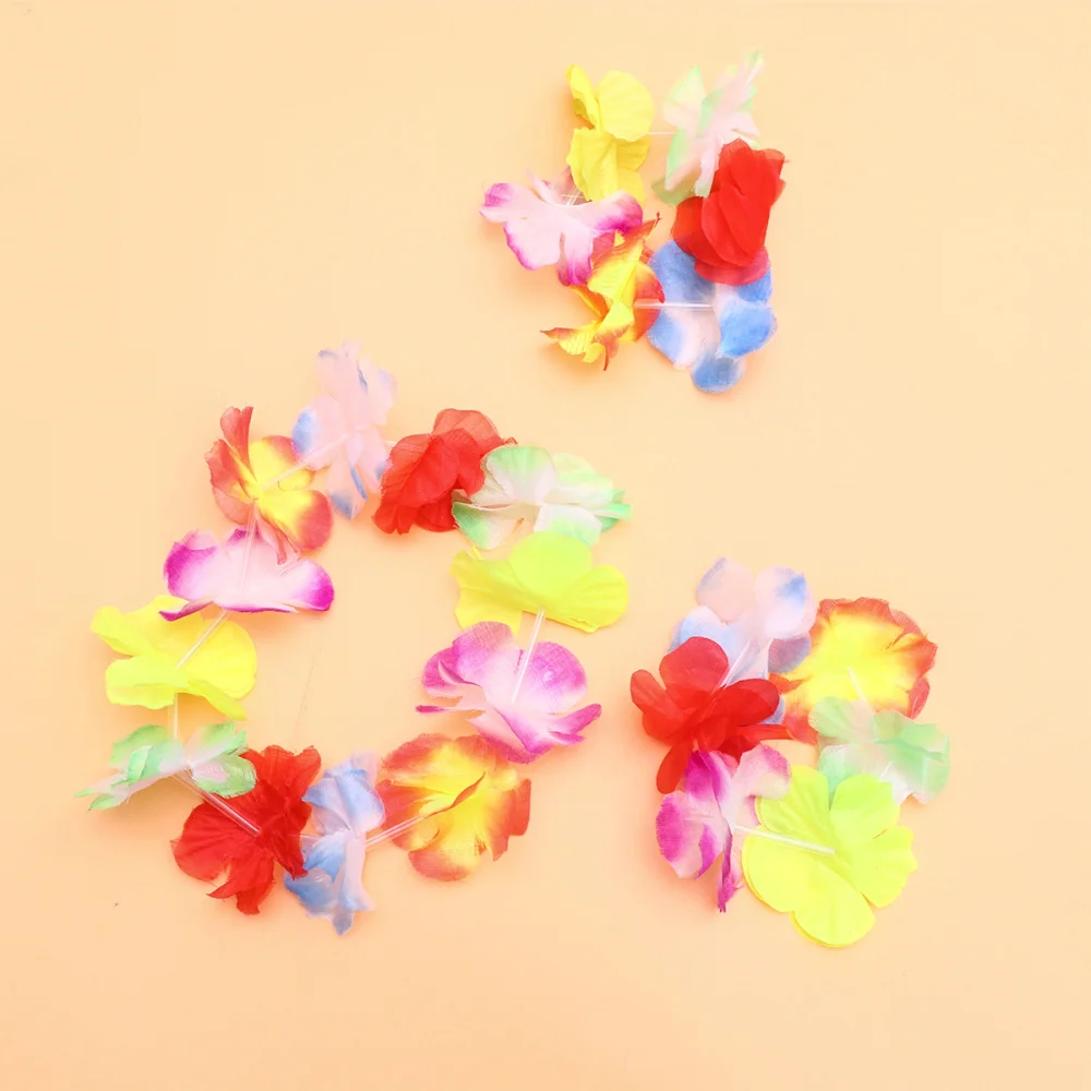 

Hawaiian Style Skirt Set Simulation Flower Headdress Bracelets Hanging Garland Party Costume Accessories (Yellow)