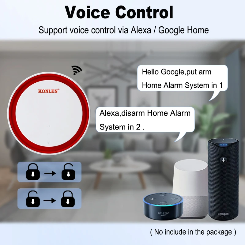 KONLEN Tuya Smart WIFI GSM Alarm System For Home Security Wireless Siren With IP Camera Google Alxea APP SMS Remote Control |