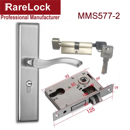 Rarelock современный простой дверной замок с нержавеющей ручкой, несколько размеров, для спальни, ванной комнаты, деревянная дверная фурнитура, регулируемый Шаг hh - Цвет: MMS577-2