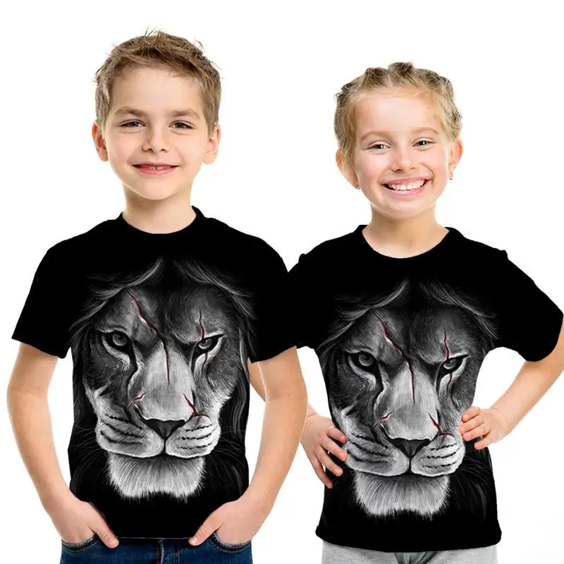 Детская летняя одежда футболка с 3D принтом Король Лев для маленьких мальчиков