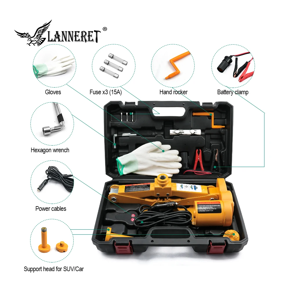 Электрический Автомобильный Домкрат 3 тонны DC 12 В портативный универсальный