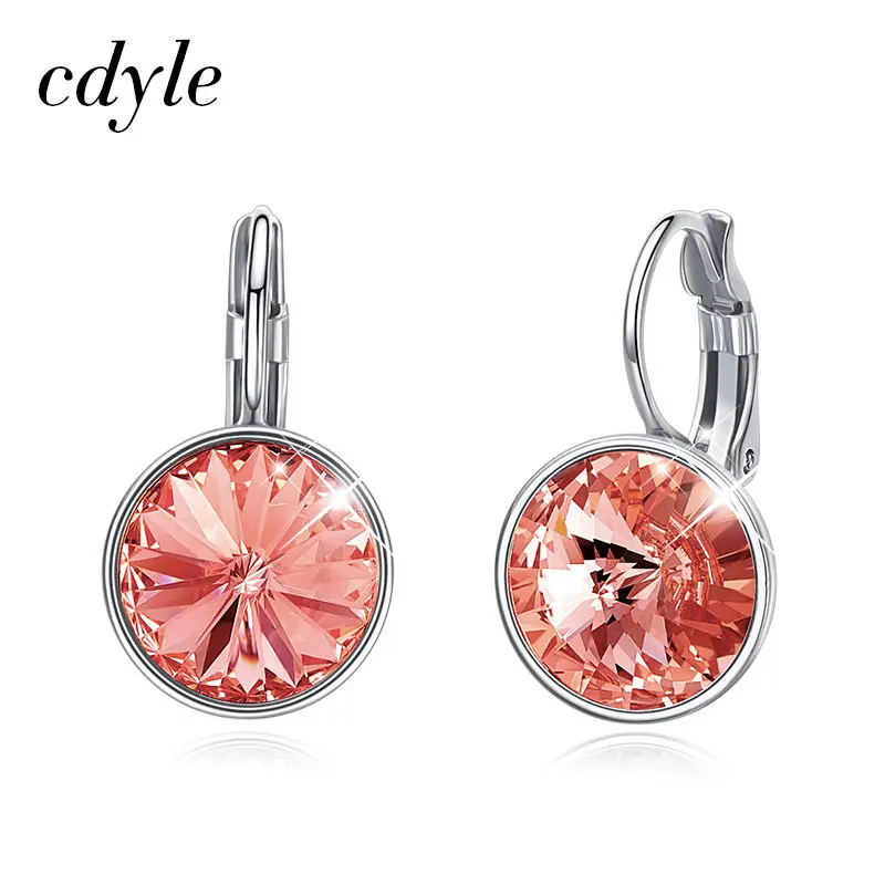 

Cdyle модные корейские Драгоценности персиковые Кристальные серьги для женщин круглой формы висячие серьги женские вечерние подарок на свид...
