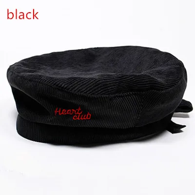 letter balck beret A Joejerry милый берет для женщин плоская шапка Вельветовая шляпа вышивка берет для девочек Новинка - Цвет: letter balck beret A