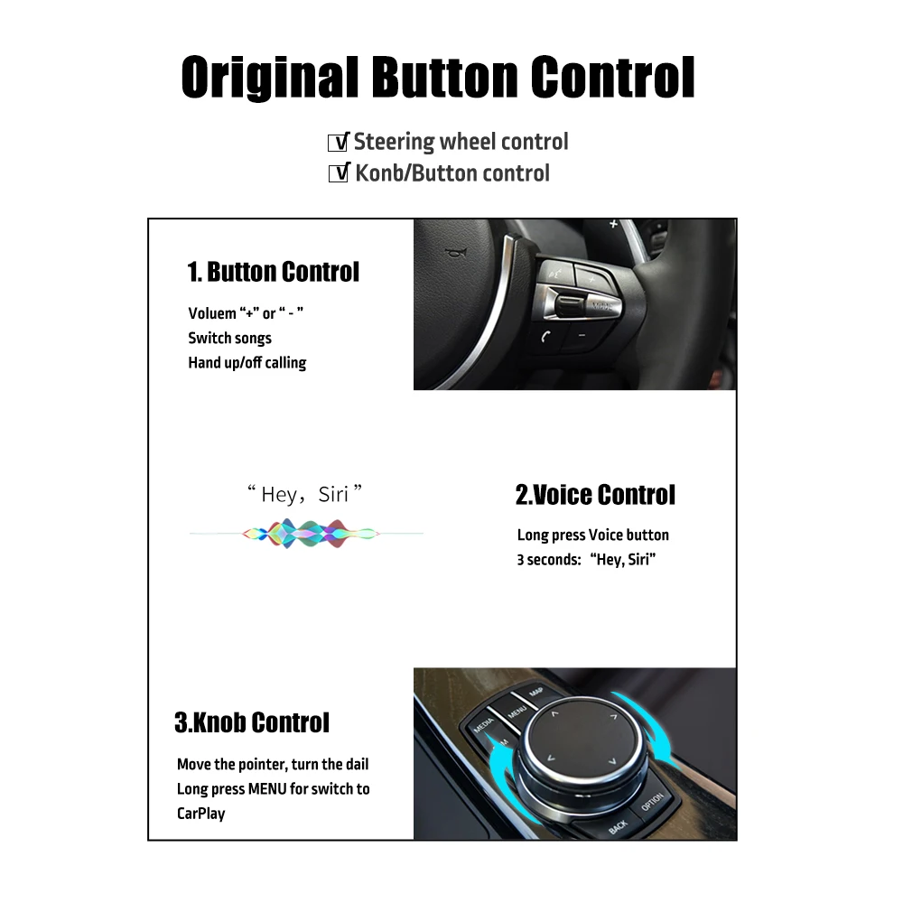 Беспроводной CarPlay Android автомобильный интерфейсный бокс для BMW F20 F22 F30 F32 F10 F12 F01 F48 F25