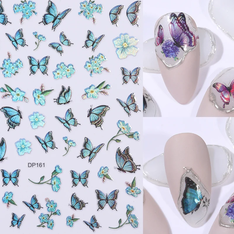 

1 Sheet Laser Butterfly Nail Art Stickers Holographics 3D Gradient Butterflies Adhesive Slider Nail Decals DIY Manicuring Decor