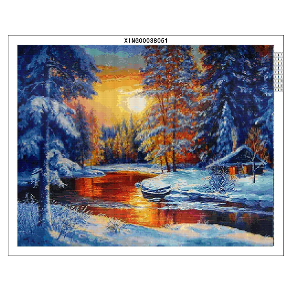 5d Diy Diamond Embroidery Forest Sunset Full Square Round Mosaic Snow Winter Painting Cross Stitch House Decor | Дом и сад