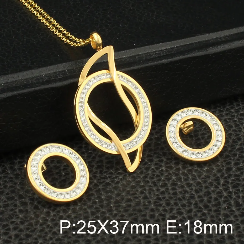 Золотые цвета ювелирные изделия из нержавеющей стали ожерелье серьги-гвоздики