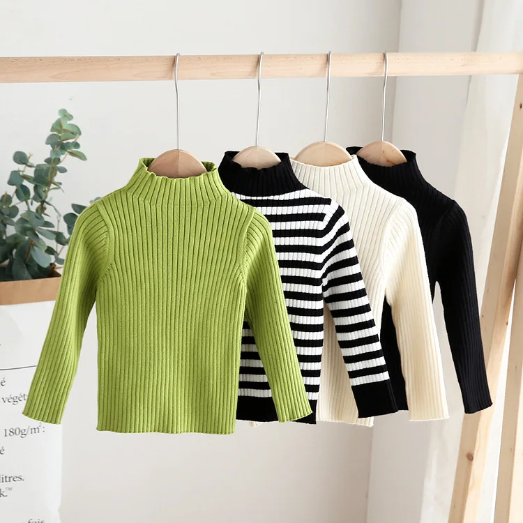 

Children's Turtleneck Sweater Korean Children's Clothing Autumn and Winter Tops Baby Bottoming Knitted Pullovers Wholesale 2-7Y