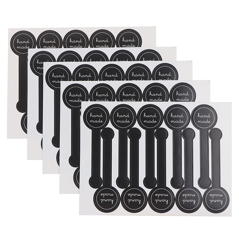 

50Pcs Adhesive Long Style "HAND MADE" Black Handmade Baking DIY Gift Stickers Cake Packaging Sealing Label Sticker