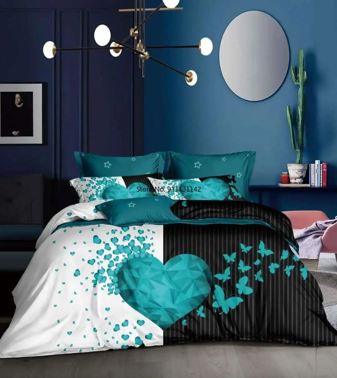 

Fashion Home Life Deluxe 3D Color Heart Printed 2/3 Piece Down Quilt Cover Pillowcase Queen and King Size Down Quilt Cover