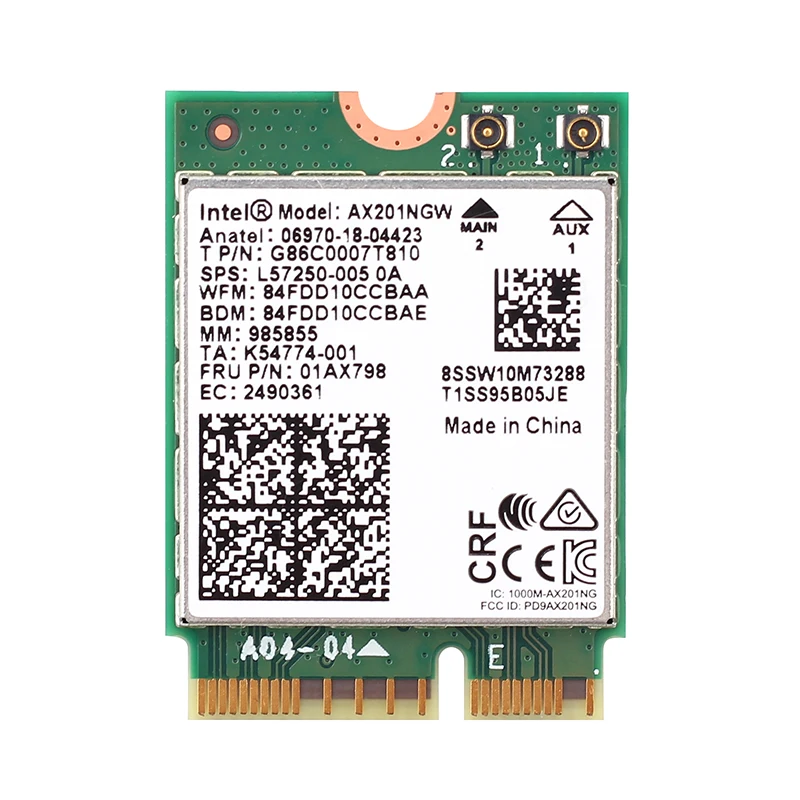 Only AX201NGW Двухдиапазонный 2400 Мбит/с беспроводной для Intel Wi-Fi 6 AX201 Bluetooth 5,0 NGFF ключ E CNVi Wifi карта AX201NGW 2,4 ГГц/5 ГГц 802.11ac/ax - Цвет: Only AX201NGW