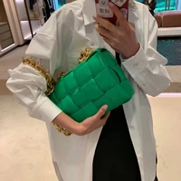 designer leather handbags women bags knit real genuine leather chain weave shoulder bag