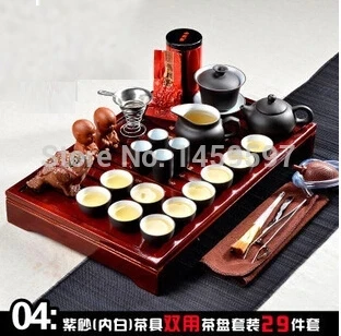 

Бесплатная доставка, оригинальный керамический стеклянный чайник из цельной древесины, чайный набор из 27 предметов для китайской чайной це...