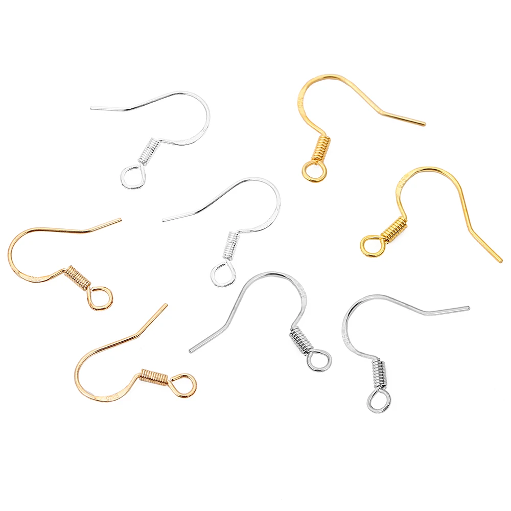 

50pcs/lot Carving S925 Sterling Silver Earring Wire Hooks Gold KC Gold Fish Hooks Ear Findings for DIY Jewelry Making Findings