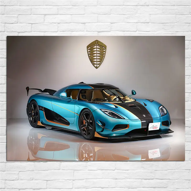 Картина на холсте Sportscar Koenigsegg Agera RSR светильник-Голубой автомобиль настенные