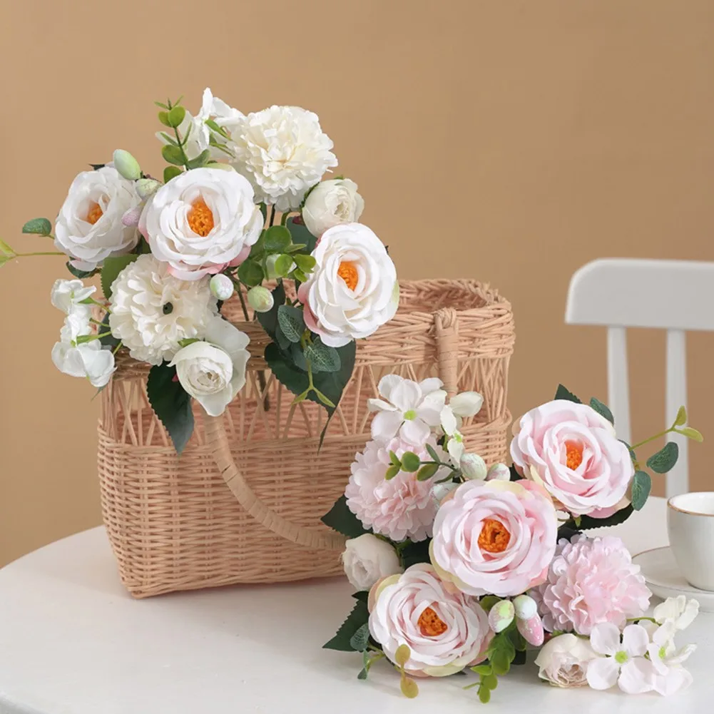 

Silk Peony Artificial Fake Flowers Bunch Bouquet Multi-colors Gift For Friends Home Wedding Party Garden Decorations