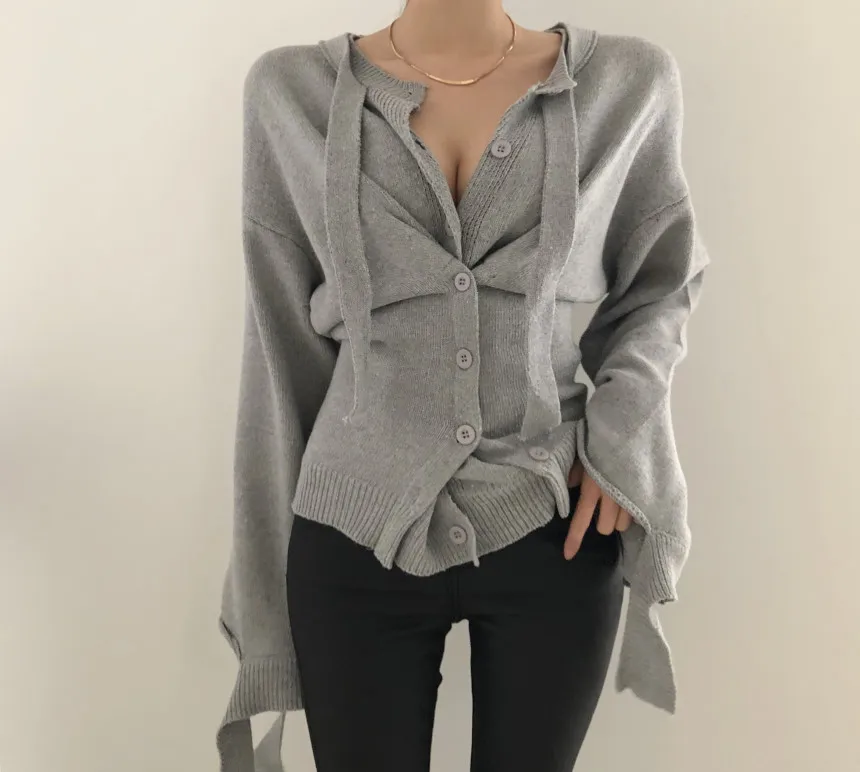 Женский винтажный кардиган оверсайз однобортный Свободный на пуговицах с