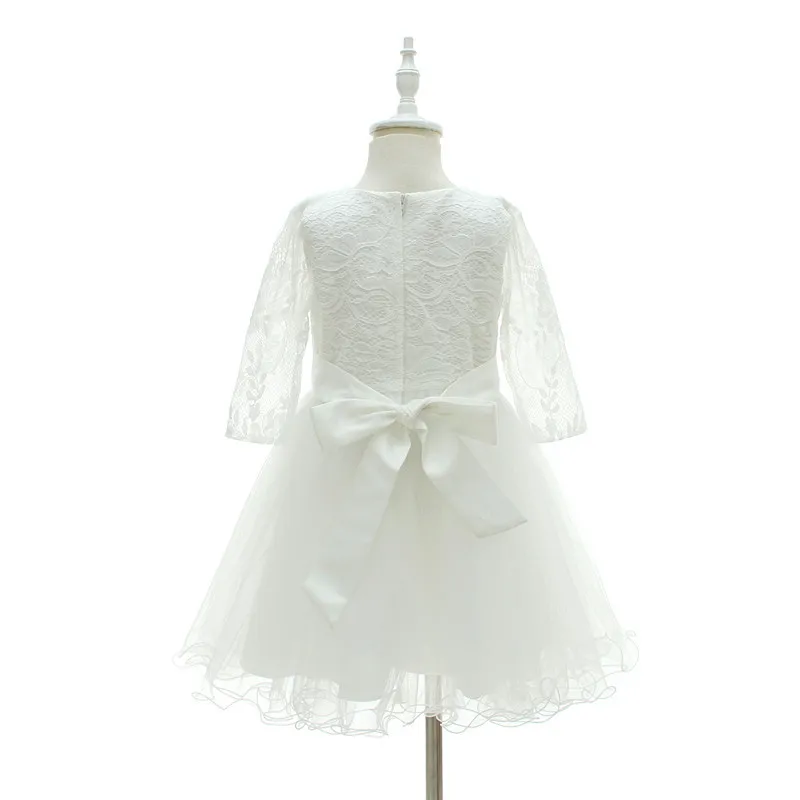 Белое платье для девочек на день рождения с коротким рукавом и цветочным