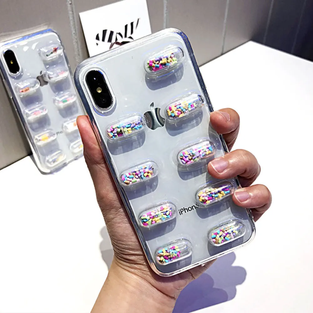 Transparent Doll Case For iPhone 7 8 Plus XR X 6s 6 XS Max Cute Capsule Covers Glossy Coque | Мобильные телефоны и
