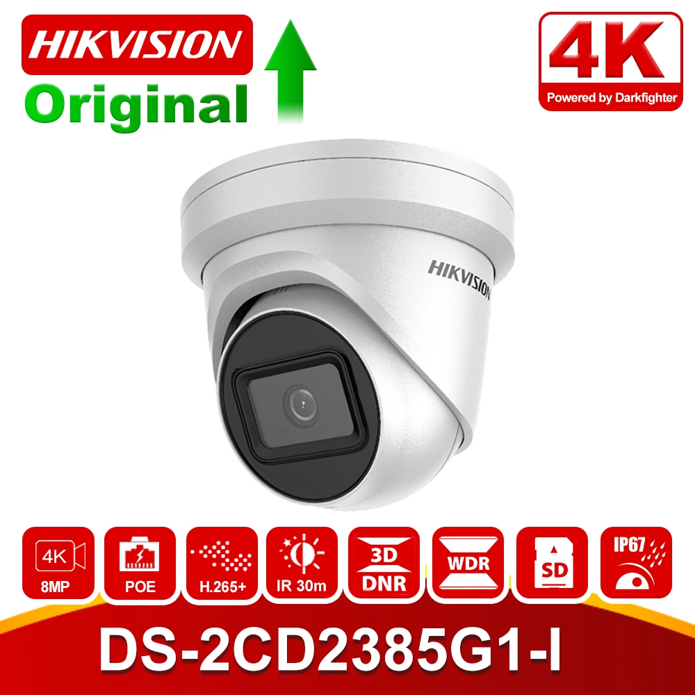Hikvision 8MP POE IP камера наружная DS-2CD2385G1-I 4K Darkfighter IR Turret CCTV камера видеонаблюдения H.265+ слот для карты SD