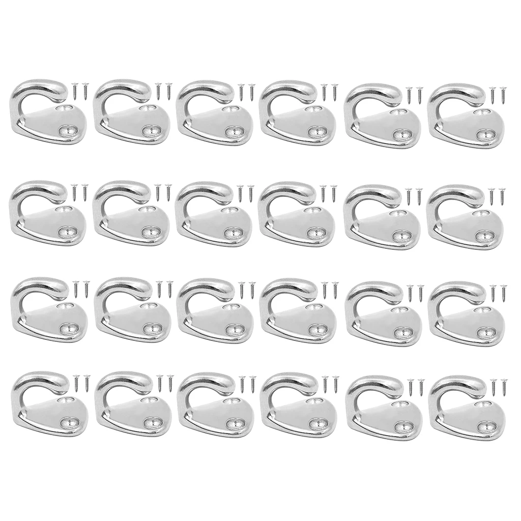 

24x Stainless Steel Boat Clothing Hook Wall Mounted Hanger for Marine Boat Home / Cabinet Bathroom Coats Hat Robe Towel Hooks
