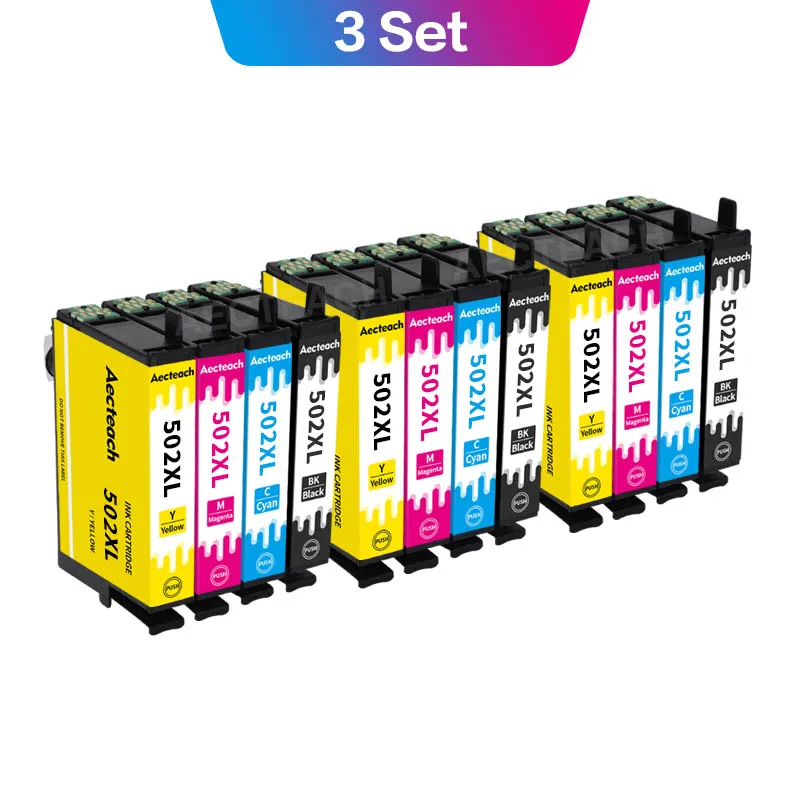 

Aecteach Ink Cartridge Compatible For EPSON 502 T502 For Epson XP-5100 XP-5105 WF-2860 WF-2865 XP5100 5105 2860 2865 Printers